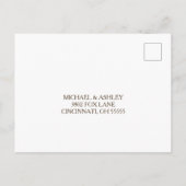 Bruiloft RSVP briefkaart met lavendel strand bomen (Achterkant)