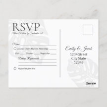 Bruiloft RSVP Briefkaart, Palm Leaf Tropical Beach