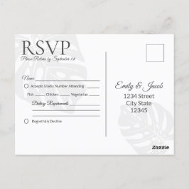 Bruiloft RSVP Briefkaart, Palm Leaf Tropical Beach Briefkaart
