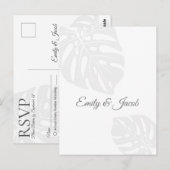 Bruiloft RSVP Briefkaart, Palm Leaf Tropical Beach Briefkaart (Voorkant / Achterkant)
