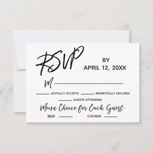 Bruiloft RSVP Casual handschrift met menu keuzes (Voorkant)