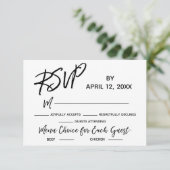 Bruiloft RSVP Casual handschrift met menu keuzes (Staand voorkant)