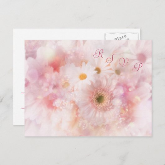 Bruiloft. RSVP. Daisies en Gerbera Briefkaart (Voorkant / Achterkant)