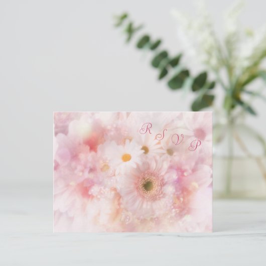 Bruiloft. RSVP. Daisies en Gerbera Briefkaart (Staand voorkant)