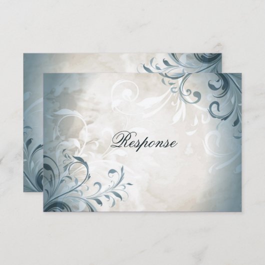 Bruiloft RSVP Elegant gebladerte & werveling (Voorkant / Achterkant)