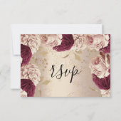 Bruiloft RSVP Glitter Bruidsroos Gouden Krans Kaartje (Achterkant)