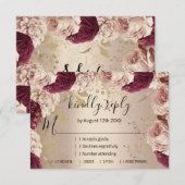 Bruiloft RSVP Glitter Bruidsroos Gouden Krans Kaartje (Voorkant / Achterkant)