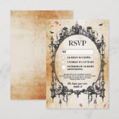 Bruiloft RSVP Gotische lijst Rustieke Halloween Ka Kaart (Voorkant / Achterkant)
