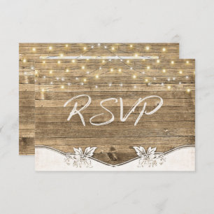 bruiloft RSVP- hout- en gloeilichten Kaart