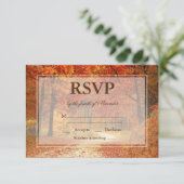 Bruiloft RSVP Houten Herfstboom Kaartje (Staand voorkant)