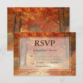 Bruiloft RSVP Houten Herfstboom Kaartje (Voorkant / Achterkant)