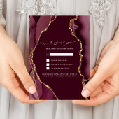 Bruiloft RSVP in Bourgondië & Goud Agaat Kaart