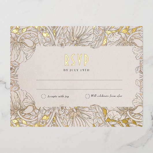 Bruiloft RSVP invoegen Victoriaans Pimpernel Folie Uitnodiging Briefkaart (Voorkant)