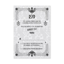 Bruiloft RSVP kaart Art Deco Roaring Twenties jare