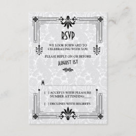 Bruiloft RSVP kaart Art Deco Roaring Twenties jare