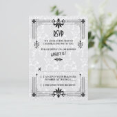 Bruiloft RSVP kaart Art Deco Roaring Twenties jare (Staand voorkant)