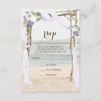 Bruiloft RSVP kaart Beach Arbor Lavender