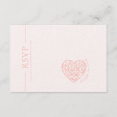 Bruiloft RSVP Kaart Blush Roze hart QR-code (Voorkant)
