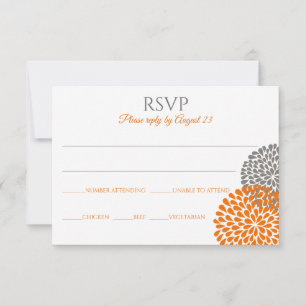 Bruiloft RSVP kaart / briefkaart (Oranje & Grijs