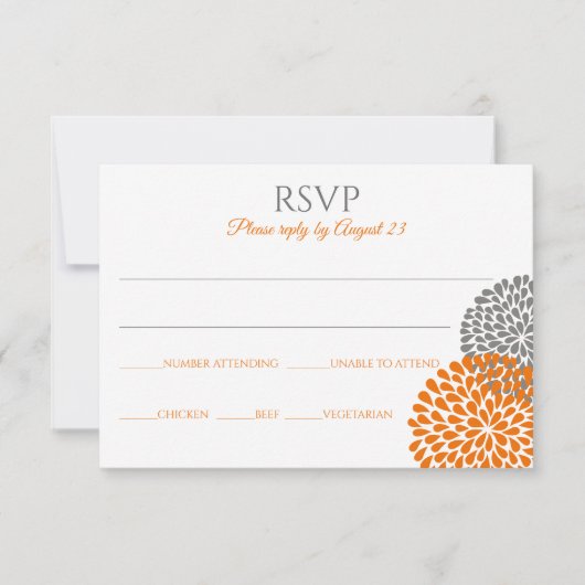 Bruiloft RSVP kaart / briefkaart (Oranje & Grijs) (Voorkant)