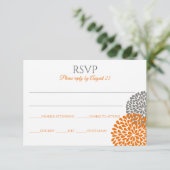 Bruiloft RSVP kaart / briefkaart (Oranje & Grijs) (Staand voorkant)