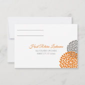 Bruiloft RSVP kaart / briefkaart (Oranje & Grijs) (Achterkant)