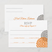 Bruiloft RSVP kaart / briefkaart (Oranje & Grijs) (Voorkant / Achterkant)