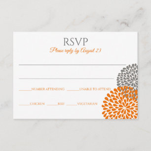 Bruiloft RSVP kaart / briefkaart (Oranje & Grijs