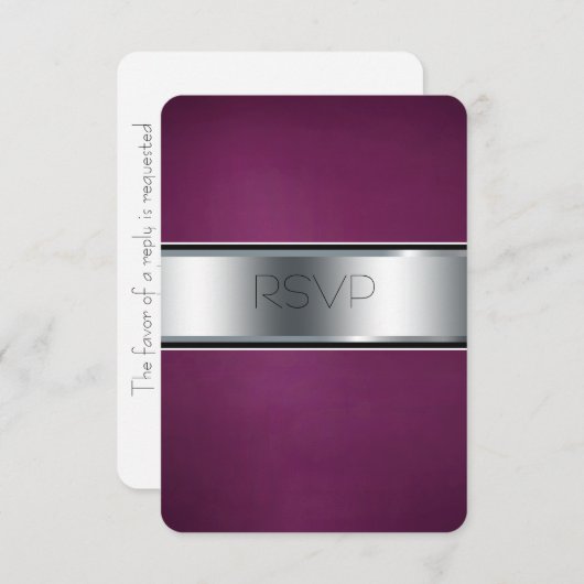 Bruiloft RSVP Kaart, Elegant Bourgondië en Silver (Voorkant / Achterkant)