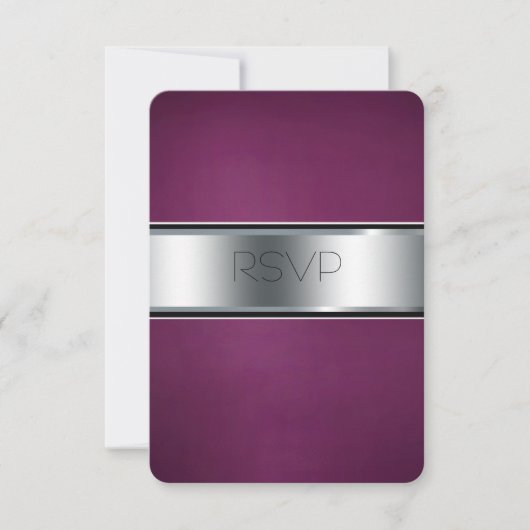 Bruiloft RSVP Kaart, Elegant Bourgondië en Silver (Voorkant)