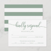 Bruiloft RSVP Kaart Groene Salie Kalligrafie (Voorkant / Achterkant)