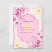 Bruiloft RSVP kaart in levendig roze en goud (Voorkant)
