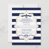 Bruiloft RSVP kaart | Marineblauw, Witte Nep-Burla (Voorkant)