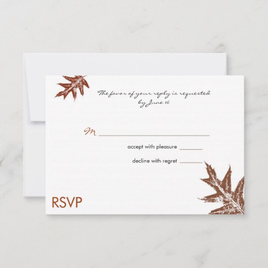 Bruiloft RSVP kaart met Eikenblad (Voorkant)