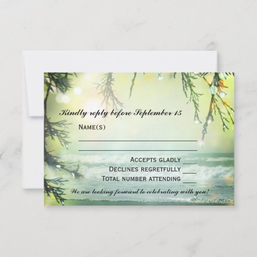 Bruiloft RSVP-kaart met fonkelende lichten op het  RSVP Kaartje (Achterkant)