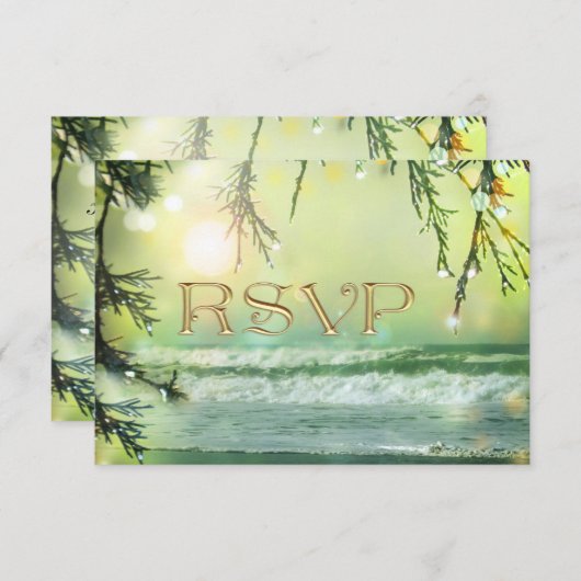 Bruiloft RSVP-kaart met fonkelende lichten op het  RSVP Kaartje (Voorkant / Achterkant)