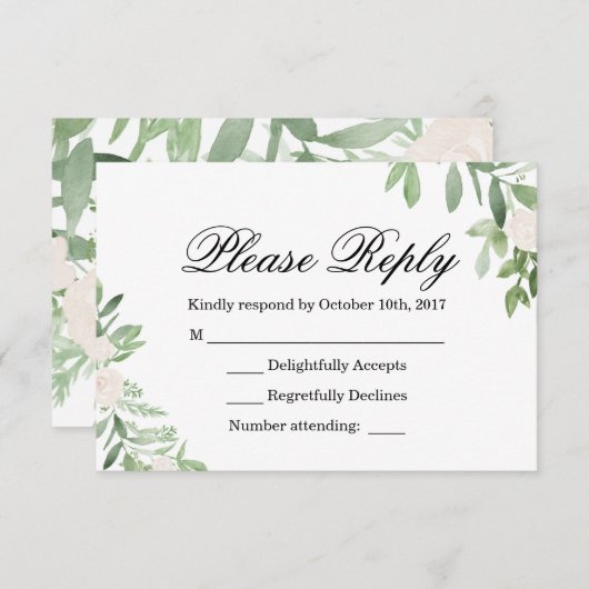 Bruiloft RSVP kaart met groen (Voorkant / Achterkant)