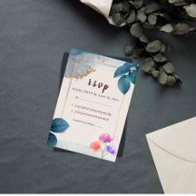 Bruiloft RSVP kaart met landelijke bloemen