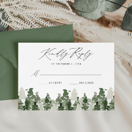 Bruiloft RSVP kaart met landelijke pijnbomen