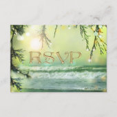 Bruiloft RSVP Kaart met Lichtjes op het Strand (Voorkant)