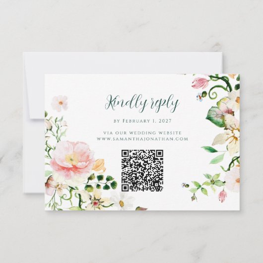 Bruiloft RSVP kaart met QR-code (Achterkant)