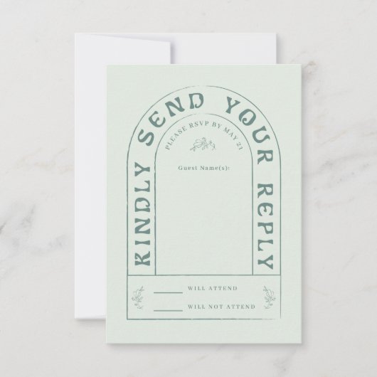 Bruiloft RSVP kaart met QR-code van San Miguel (Voorkant)