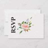 Bruiloft RSVP kaart met roos & gebladerte (Voorkant)