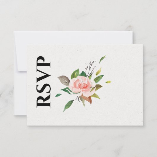 Bruiloft RSVP kaart met roos & gebladerte (Voorkant)