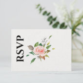 Bruiloft RSVP kaart met roos & gebladerte (Staand voorkant)