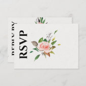 Bruiloft RSVP kaart met roos & gebladerte (Voorkant / Achterkant)