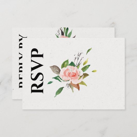 Bruiloft RSVP kaart met roos & gebladerte (Voorkant / Achterkant)