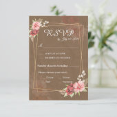 Bruiloft RSVP kaart met rustieke bloemmotieven (Staand voorkant)