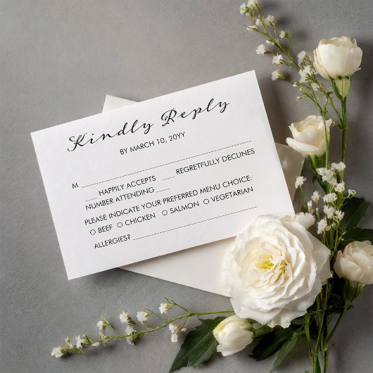 Bruiloft RSVP kaart met stralend genoegen