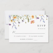 Bruiloft RSVP kaart met wilde bloemen (Voorkant)